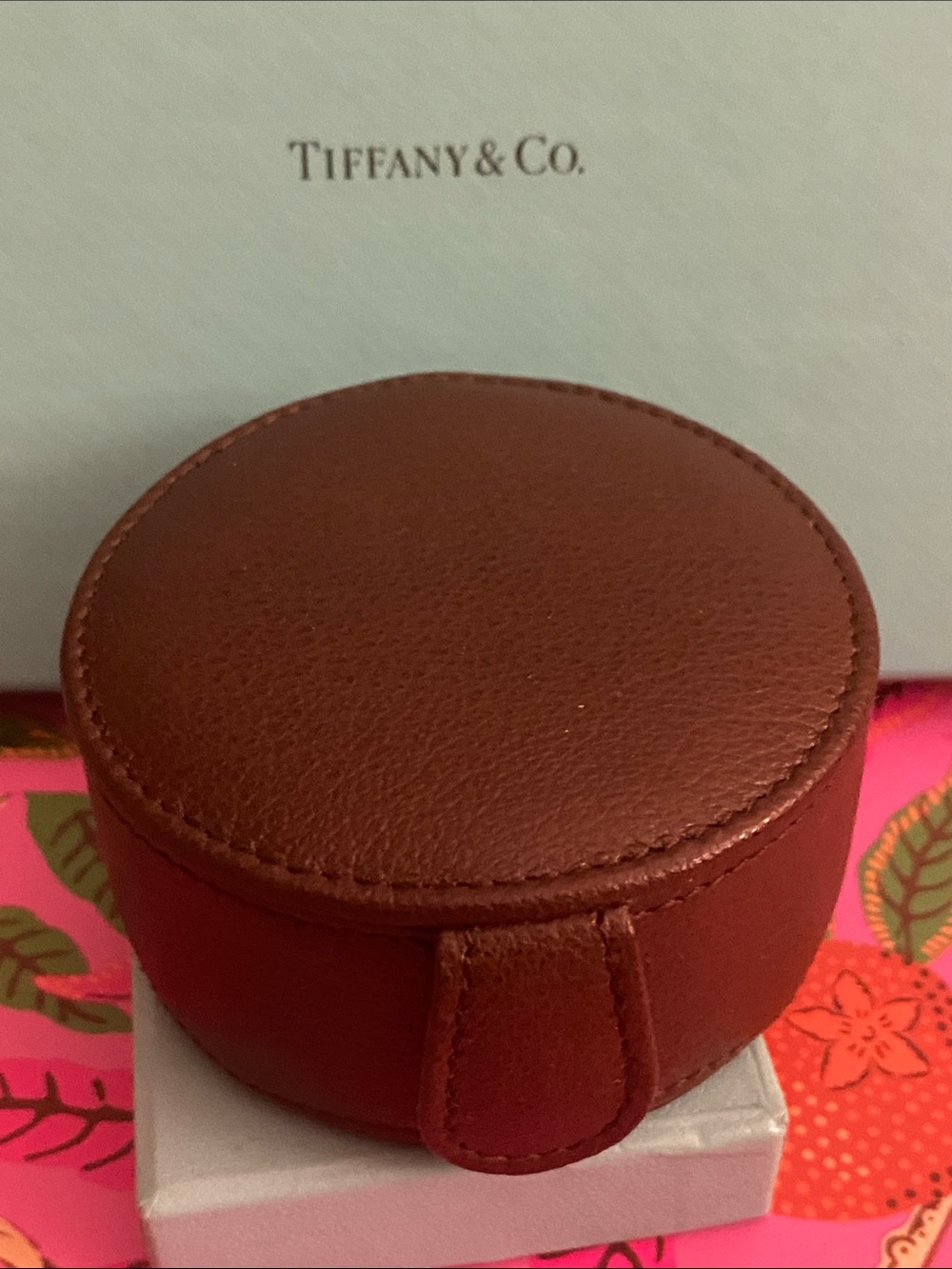 Tiffany & Co. Brown Leather Round Jewelry Case - NWT - Picture 6 of 6